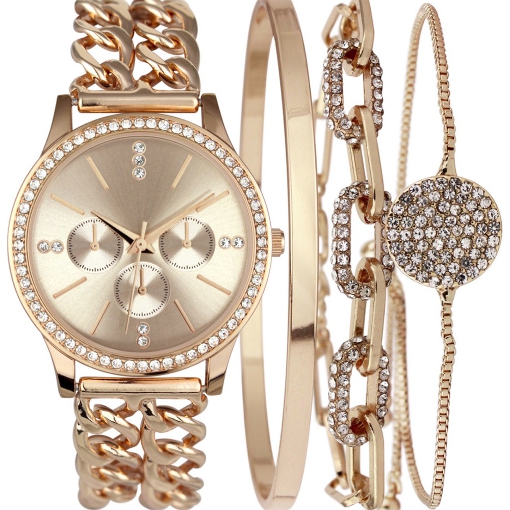 I.n.c. International Concepts Women's Bracelet Watch 36m Gift Set, Rose Gold